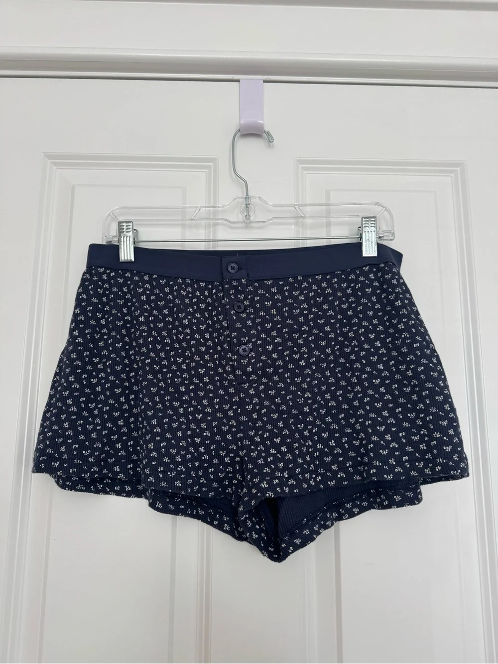 Boutique Navy Floral Printed Cotton Sleep Shorts NWOT - Picture 2 of 4
